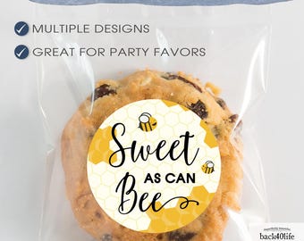Baby Shower Favor DTF Sticker Labels Customizable - Sweet as can Bee - Back40Life (K-082c)