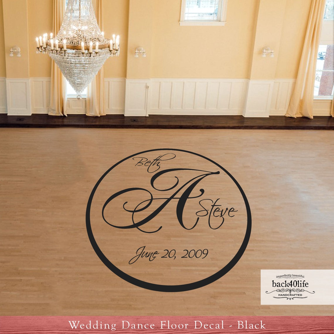 Couple's Monogram Wedding Dance Floor Vinyl Decal w001b Etsy