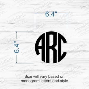 Circle Monogram Vinyl Car Decal M-018b Back40Life image 4