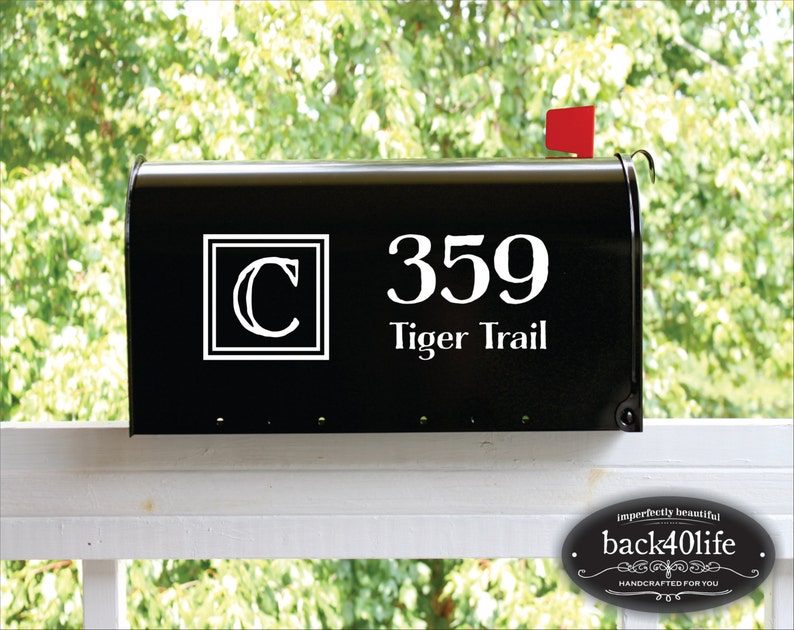 E-004j Back40Life Double Block Mailbox Numbers Street Address Vinyl Decal