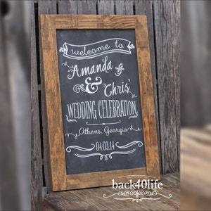 Chalkboard Wedding or Reception Welcome Sign W-040b Back40Life image 1