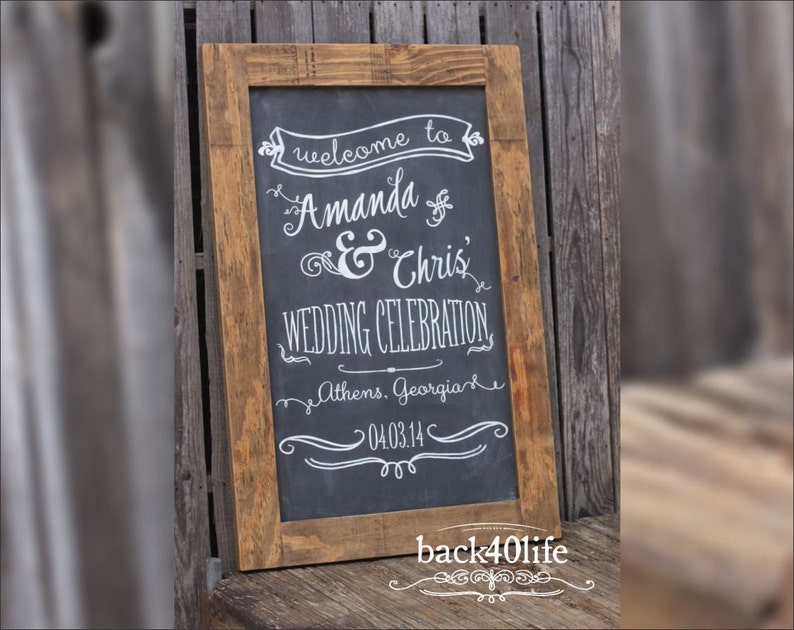 Chalkboard Wedding or Reception Welcome Sign W-040b Back40Life image 1