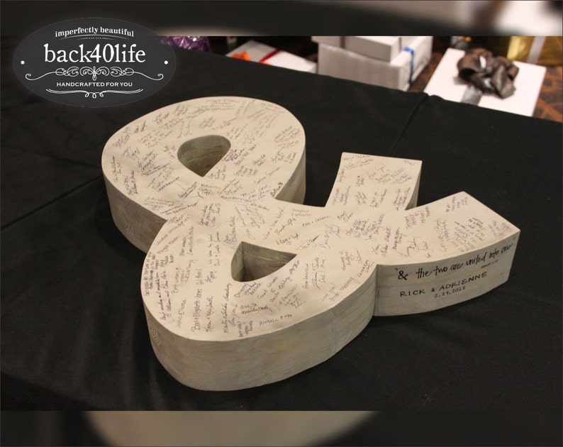 3-D Ampersand Wedding Guestbook W-025a Back40Life image 2