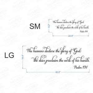 The Heavens Declare Psalm 19:1 Vinyl Wall Decal B-077 Back40life image 2