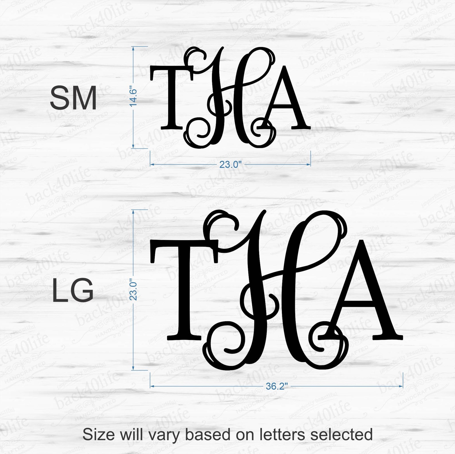 Vines Monogram Mix Vinyl Wall Decal M016 Back40life Etsy