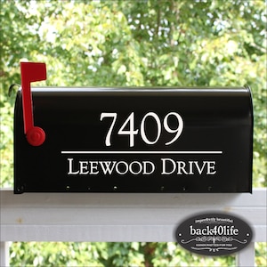 Personalized Mailbox Numbers - Street Address Vinyl Decal - Custom Decorative Numbering Street Name House Number Gift E-004v - Back40Life