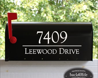 Personalized Mailbox Numbers - Street Address Vinyl Decal - Custom Decorative Numbering Street Name House Number Gift E-004v - Back40Life