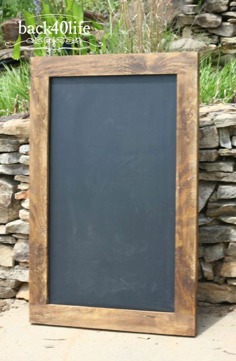 Farmhouse Style Rustic Chalkboard with Wood Frame W-040 Back40Life image 1