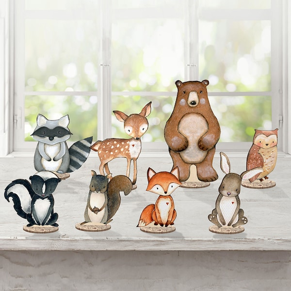 Adorable Woodland Animal Cutouts for Baby Shower or Nursery Decoration - Set of 8 Critters PC-001