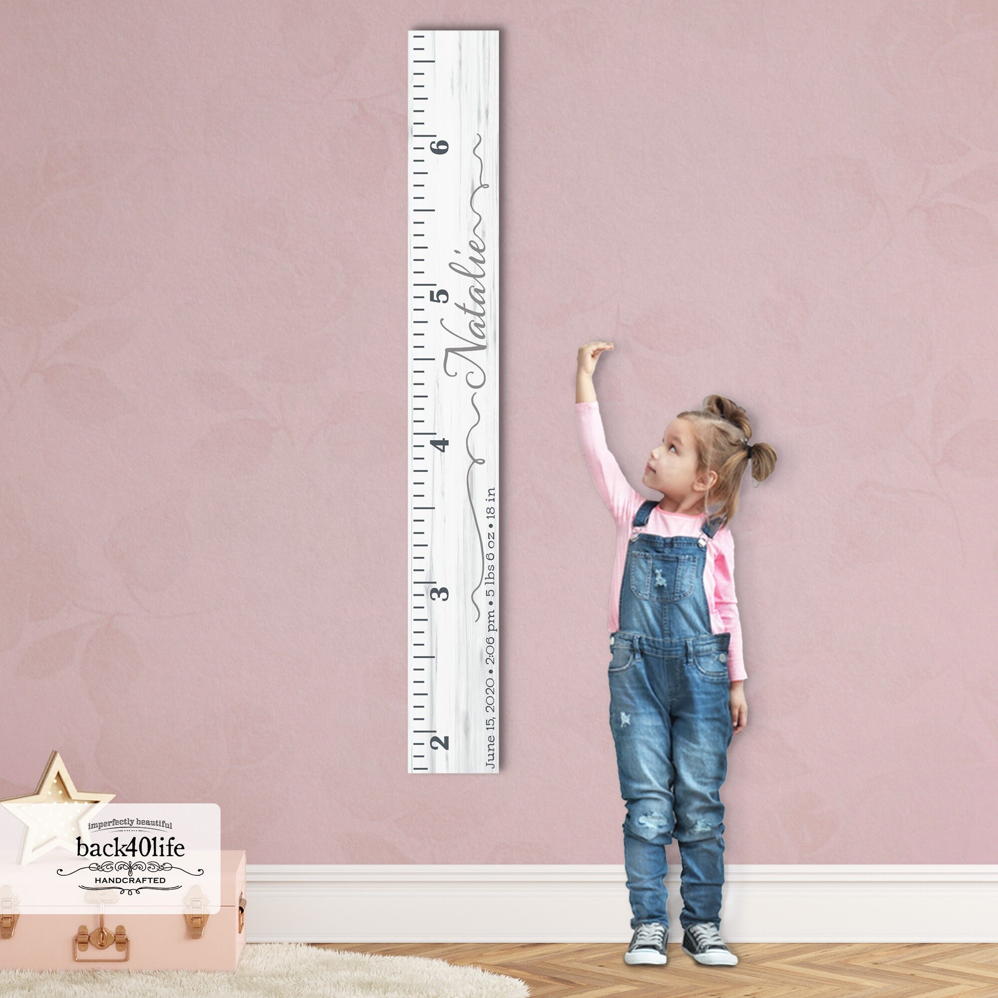 Wall Sticker HEIGHT CHART 190cm Matt Black Kids Childrens