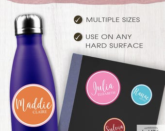 Name Monogram Circle DTF Sticker Labels Multiple Sizes - Back40Life (K-081u)