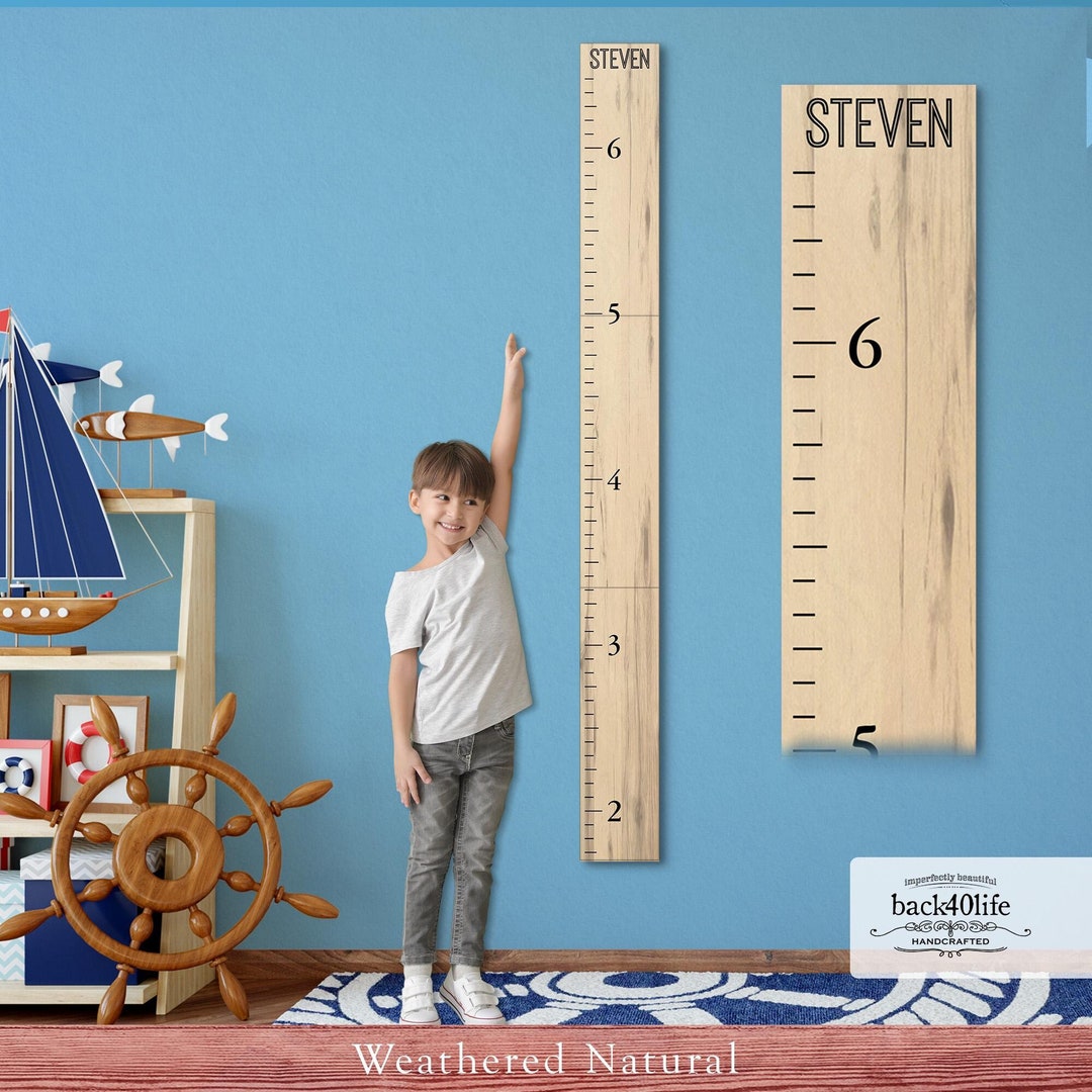 Farmhouse Style Segmented Wooden Kids Growth Chart Ruler for Boys and ...