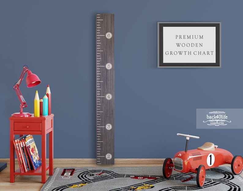 Wooden Growth Chart Height Ruler Back40Life Adventure Awaits Ebony Wash Premium Series -
