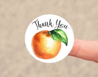 Little Cutie Orange Thank You Stickers - Set of 96 Circle Stickers - Back40Life (PC-006-B2)