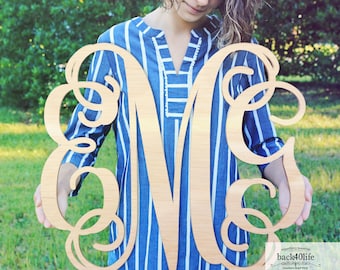 how to write fancy letter Wooden Vines Monogram Letters Cutout DIY Decor (LC-01cst) - Back40Life
