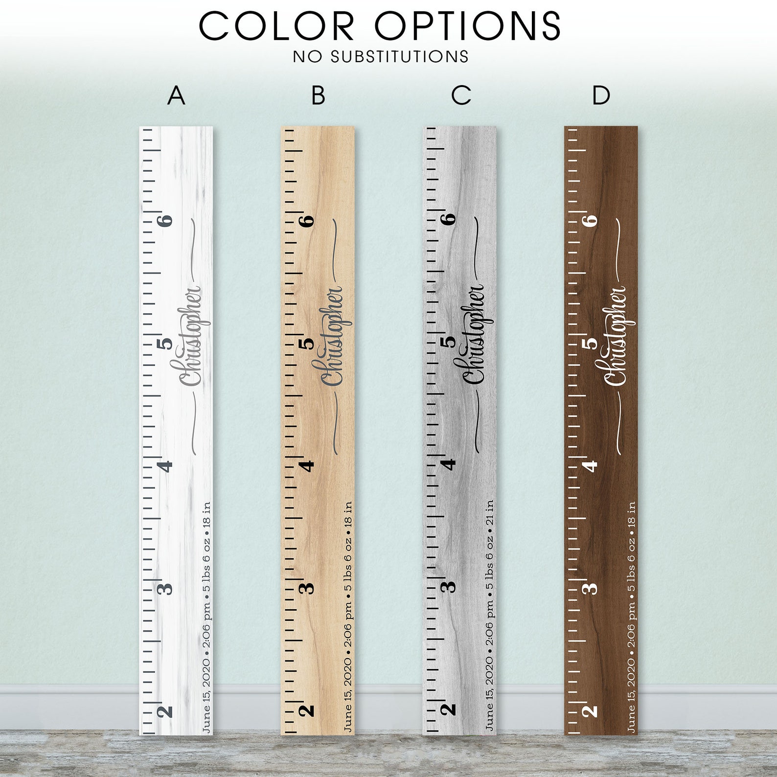 Fig Ruler Personalized Wooden Kids Growth Chart Height Ruler for Boys Girls ...