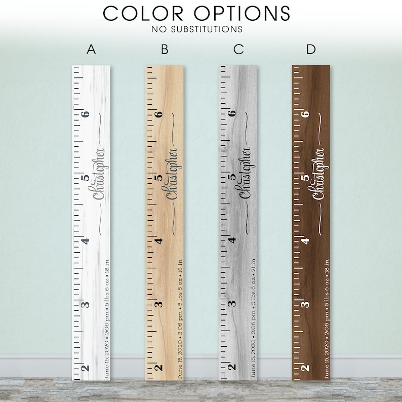 Personalized Wooden Kids Growth Chart Height Ruler for Boys Girls ...