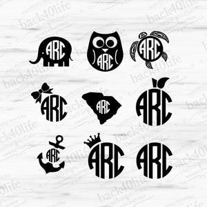 Circle Monogram Vinyl Car Decal M-018b Back40Life image 3