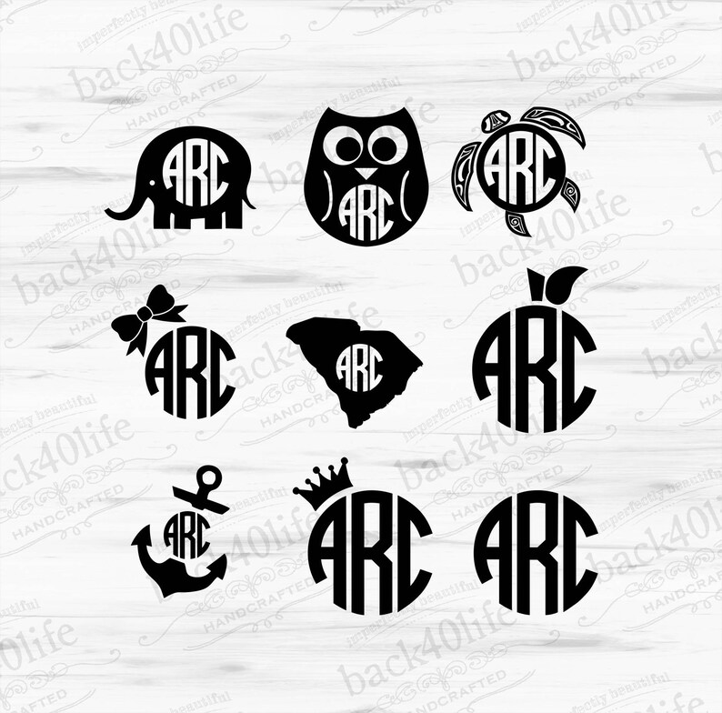 Circle Monogram Vinyl Car Decal M-018b Back40Life image 3