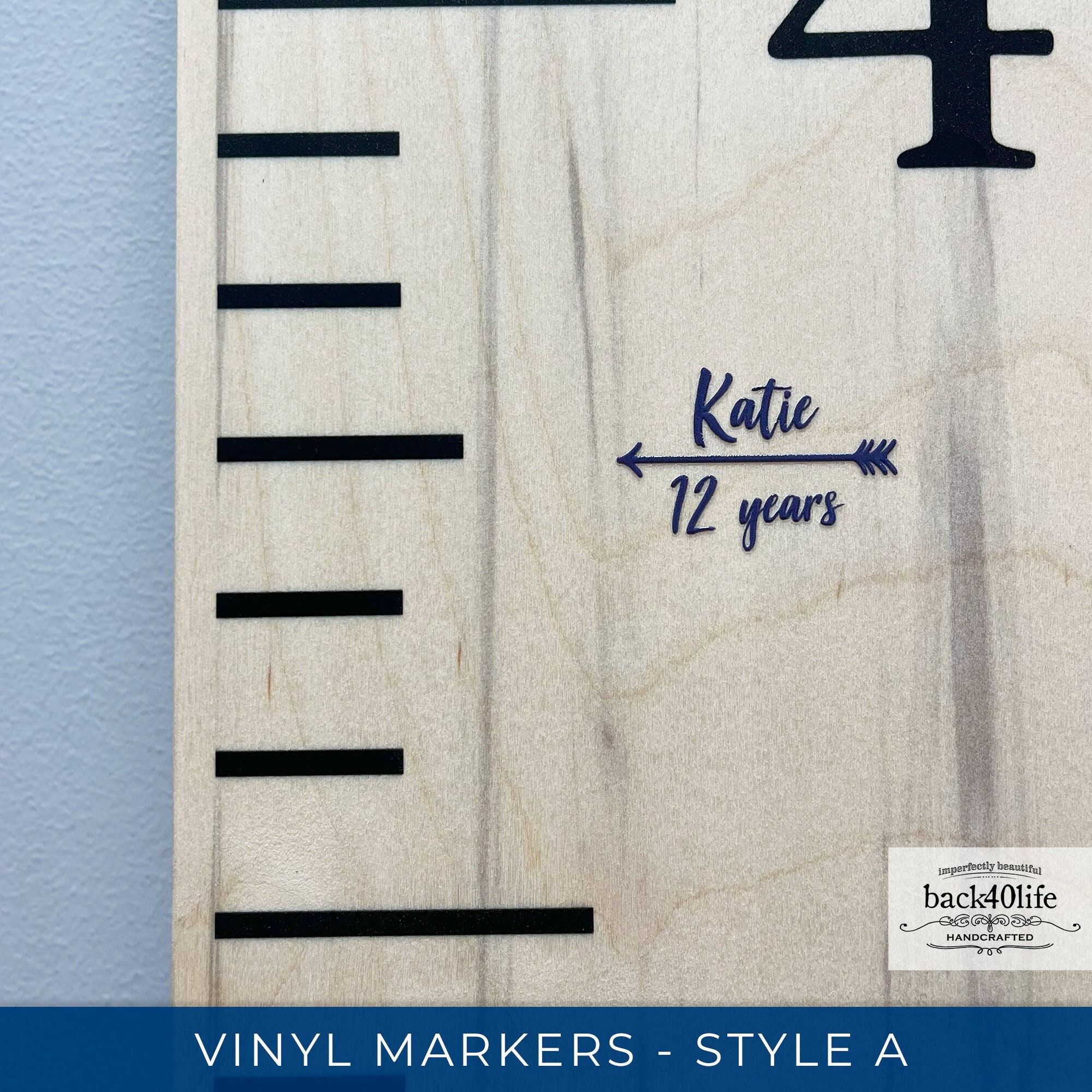 Personalized Wooden Growth Chart Ruler For Kids - Handmade From 1/2" Baltic Birch, Custom Name & Colors
