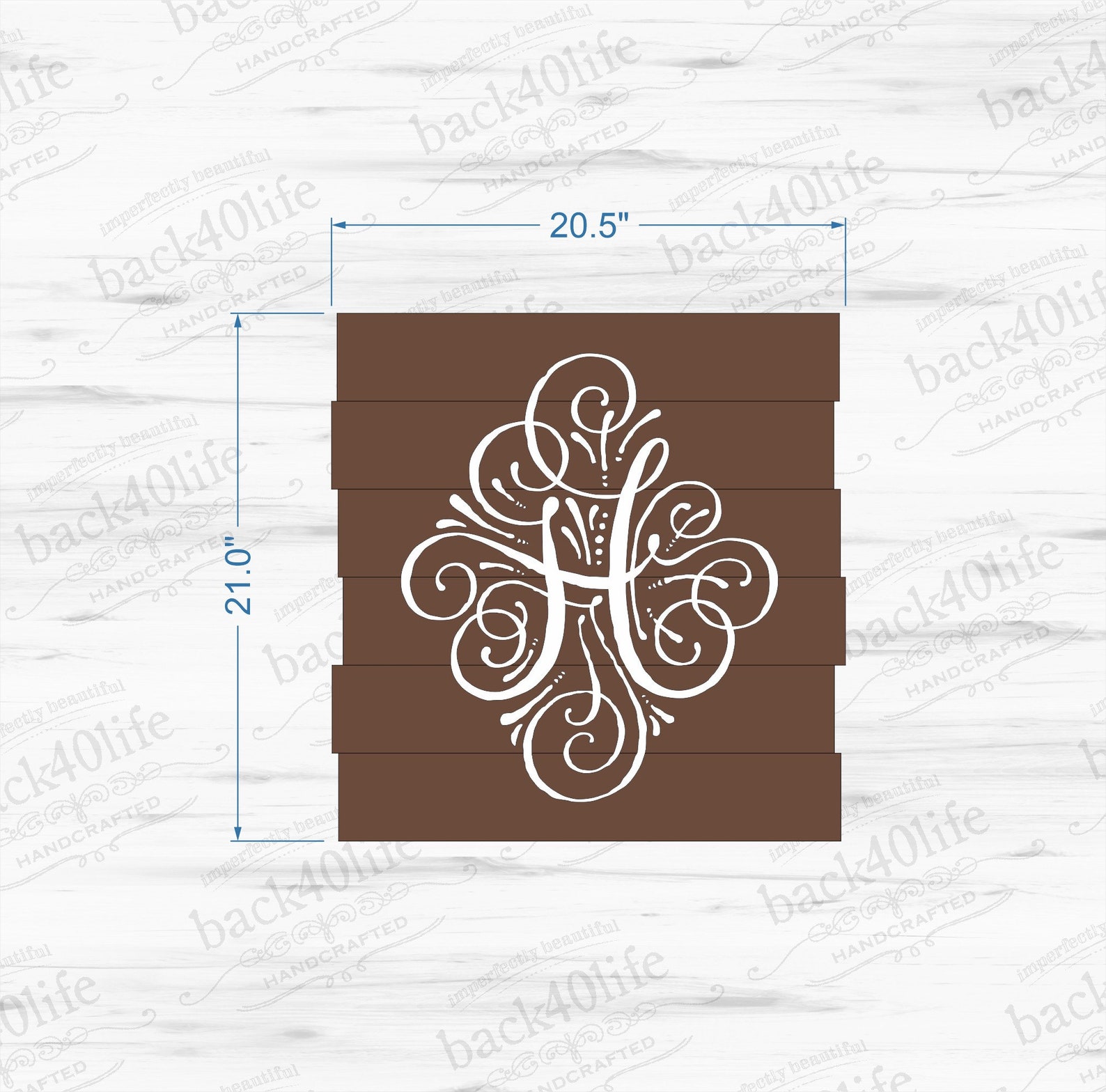 Monogram Initial Pallet-style Wood Sign W-062 Back40life - Etsy
