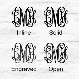 Classic Intertwined Monogram Vinyl Wall Decal M-013 Back40Life image 3