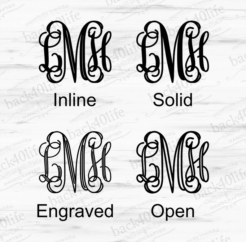 Classic Intertwined Monogram Vinyl Wall Decal M-013 Back40Life image 3