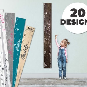 Personalized Wooden Kids Growth Chart - Height Ruler for Boys Girls Size Measuring Stick Family Name - Custom Ruler Gift GCHRL