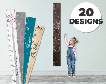 Personalized Wooden Kids Growth Chart - Height Ruler for Boys Girls Size Measuring Stick Family Name - Custom Ruler Gift GCHRL