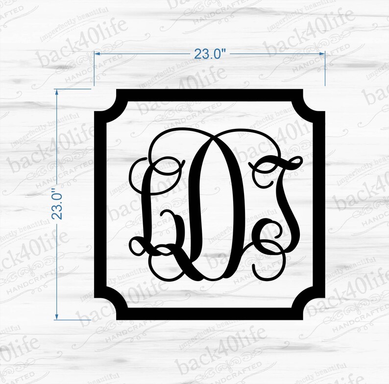 Framed Intertwined Monogram Vinyl Wall Decal M-014 Back40Life image 2