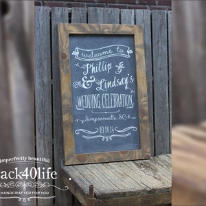 Chalkboard Wedding or Reception Welcome Sign W-040b Back40Life image 2