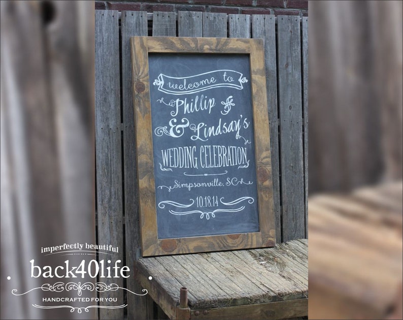 Chalkboard Wedding or Reception Welcome Sign W-040b Back40Life image 2