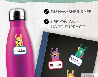 Name Personalized DTF Sticker Labels - Llamas Cute Animals - Back40Life (K-081g)