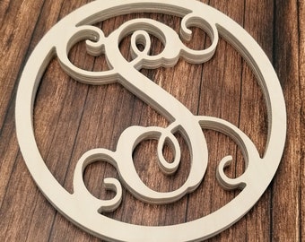 Precision Cut Vines Circle Wood Monogram Letter (LC-03) - Back40Life