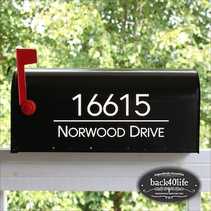 Personalized Mailbox Numbers - Street Address Vinyl Decal - Custom Decorative Numbering Street Name House Number Gift E-004t - Back40Life