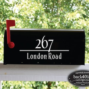 Personalized Mailbox Numbers - Street Address Vinyl Decal - Custom Decorative Numbering Street Name House Number Gift E-004c - Back40Life