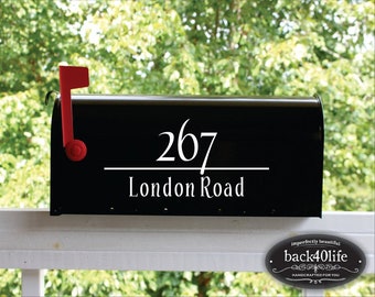 Personalized Mailbox Numbers - Street Address Vinyl Decal - Custom Decorative Numbering Street Name House Number Gift E-004c - Back40Life
