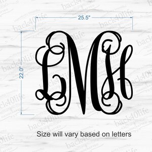 Classic Intertwined Monogram Vinyl Wall Decal M-013 Back40Life image 2