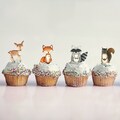 Forest Critters Cupcake Toppers | Set of 8 Painted Acrylic Cutout Shapes - Back40Life (PC-001D-CupcakeSet)