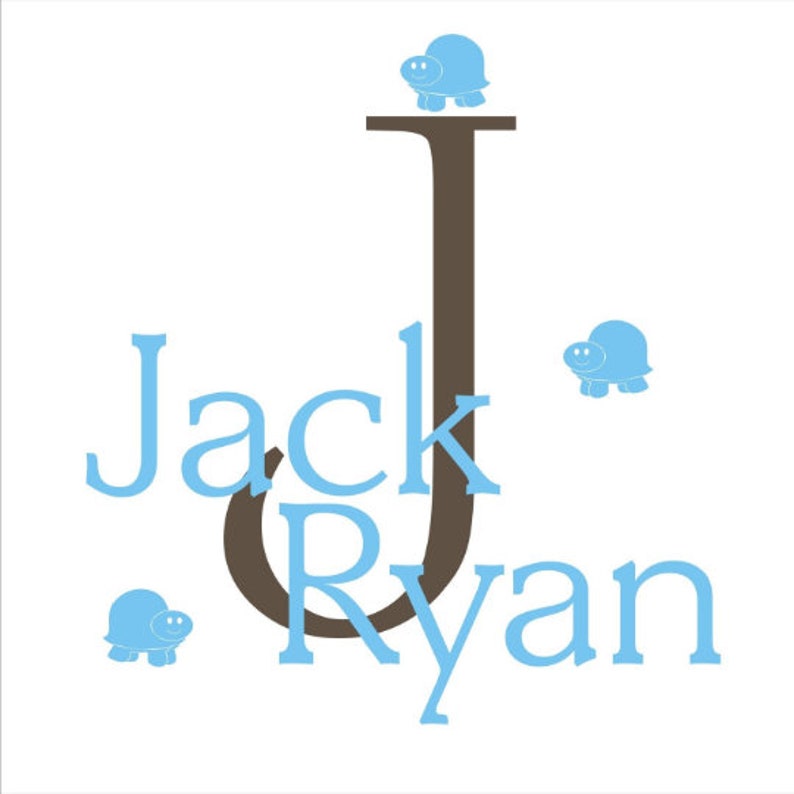 Kid's Monogram and Name with Cute Critters Vinyl Wall Decal K-003 Back40Life image 5