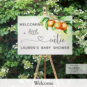 Baby Shower Sign - Little Cutie Orange - Welcome Directional Parking Event (K-091o) - Back40Life