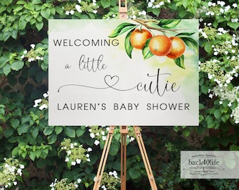 Baby Shower Sign - Little Cutie Orange - Welcome Directional Parking Event (K-091o) - Back40Life