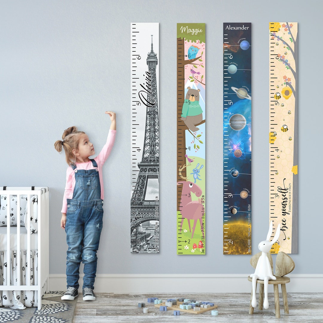 Personalized Wooden Kids Growth Chart - Height Ruler for Boys Girls ...