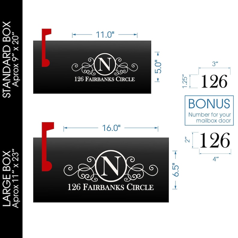 Personalized Mailbox Numbers - Street Address Vinyl Decal - Custom Decorative Numbering Street Name House Number Gift E-004a - Back40Life image 3