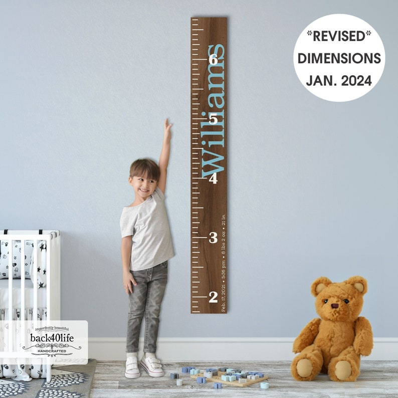 Personalized Wooden Kids Growth Chart Height Ruler for Boys Girls Measuring Stick Family Name Custom Ruler Gift GC-WIL Williams image 1