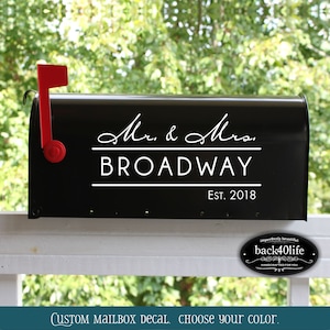 Mr and Mrs Broadway Mailbox Wedding Card Box Vinyl Decal (E-004p) - Back40Life