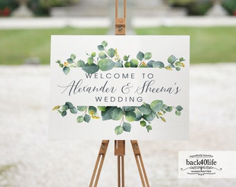 Wedding Directional Sign with Couples Names Parking Ceremony Reception Bridal Shower (W-020i) - Back40Life