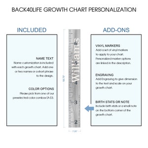 Personalized Wooden Kids Growth Chart Height Ruler for Boys Girls Measuring Stick Family Name Custom Ruler Gift GC-WIL Williams image 3