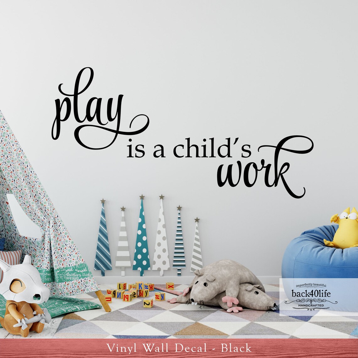 Play is a Child's Work Vinyl Wall Decal (K-068) - Back40life - Etsy