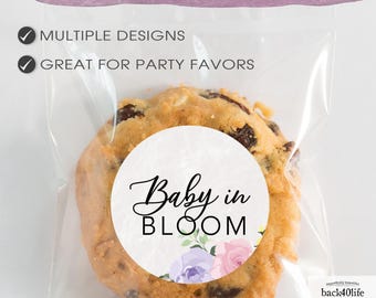 Baby Shower Favor DTF Sticker Labels Customizable - Pastel Flowers - Back40Life (K-082f)